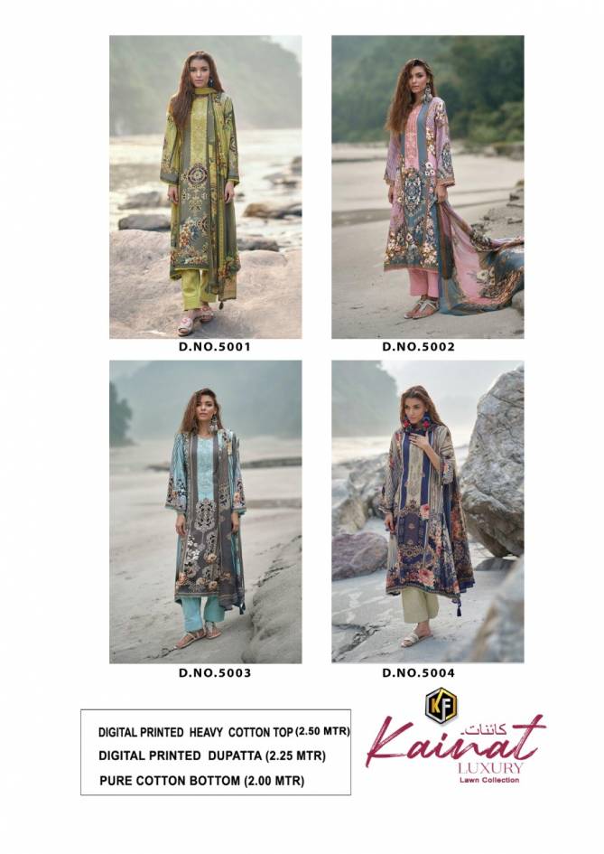 Keval Kainat 5 Luxury Lawn Casual Wear Wholesale Karachi Dress Material Catalog
